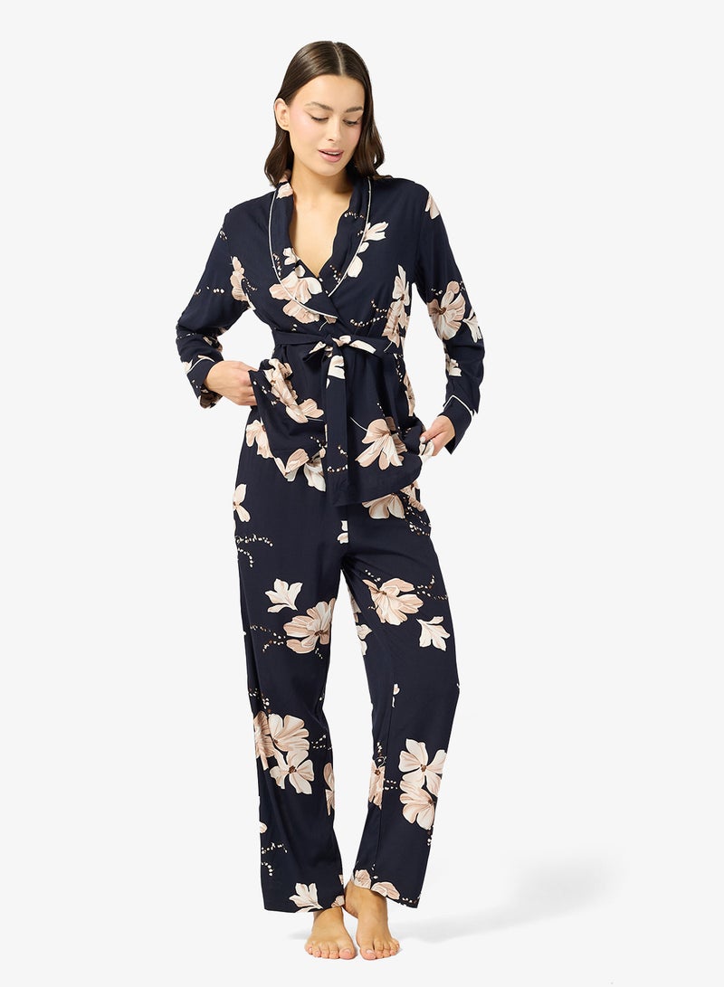 Ginger Floral Print Button Up Shirt & Pyjama Set - Image 5
